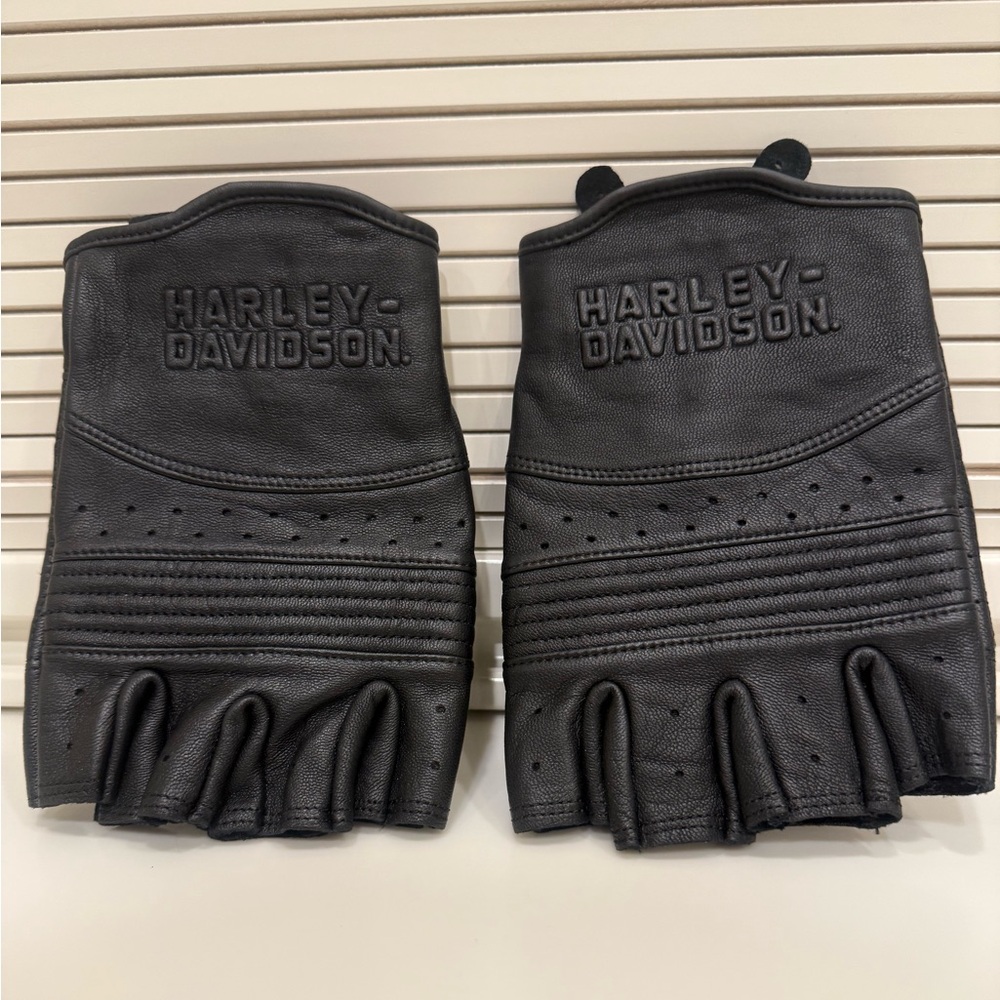 Harley-Davidson Black Leather Fingerless Gloves